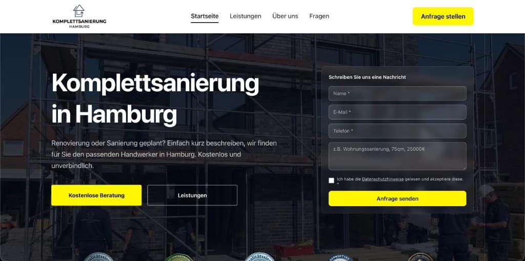 Hero-Bereich von Komplettsanierung Hamburg